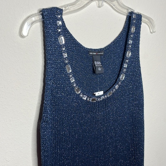New York & Company Navy Blue Sweater Tank Top - Picture 2 of 7